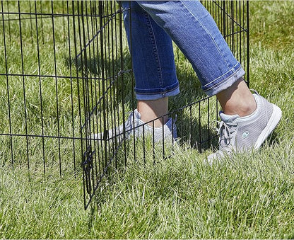 MidWest Homes for Pets 42-Inch Exercise Pen, for Indoor and Outdoor Use, 16 Sq Feet of Play, Single Door Folding Dog Pen, with Large Door Opening & Secure Latch, Easy to Set Up, Foldable Dog Playpen