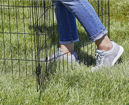 MidWest Homes for Pets 30-Inch Exercise Pen, for Indoor and Outdoor Use, 16 Sq Feet of Play, Single Door Folding Dog Pen, with Large Door Opening & Secure Latch, Easy to Set Up, Foldable Dog Playpen