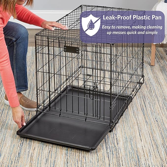 MidWest Homes for Pets 48-Inch iCrate for Extra-Large Breeds, 90-110 lbs, Single Door Folding Dog Crate with Divider Panel, Leak-Proof Tray & Secure Latches, Portable, Durable & Easy to Assemble