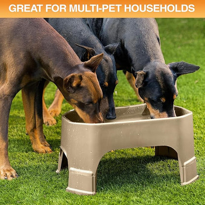 Neater Pet Brands Extra Large Water Bowl for Dogs, Elevated Outdoor Dog Water Bowl (1.25 Gallon XL Capacity), Big Trough Style Food Dish for Indoors or Outside, No Spill Large Dog Bowls, Champagne
