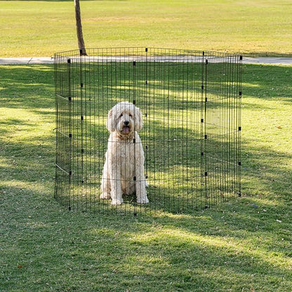 IRIS USA 48" 8-Panel Metal Pet Dog Puppy Playpen, Indoor/Outdoor Dog Fence, 58 x 58 x 48, Foldable, Customizable, Black