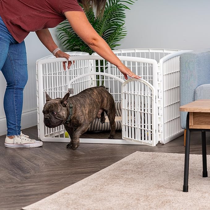 IRIS USA 24" 4-Panel Dog Puppy Playpen Fence Enclosure with Dog Gate Door - Indoor Pet Playpen - 4 or 8 Panel