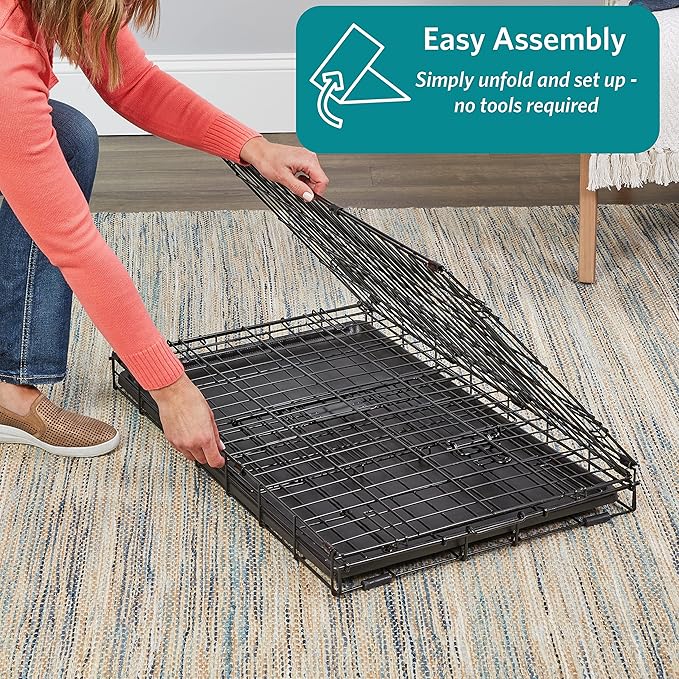 MidWest Homes for Pets 36-Inch iCrate for Medium-Large Breeds, 41-70 lbs, Double Door Folding Dog Crate with Divider Panel, Leak-Proof Tray & Secure Latches, Portable, Durable & Easy to Assemble