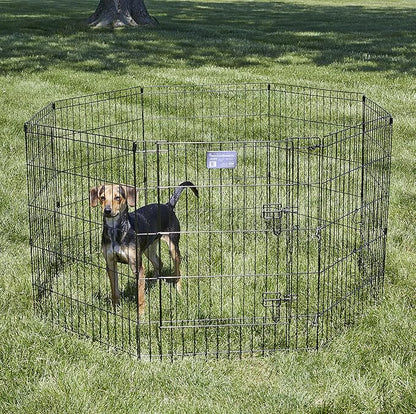 MidWest Homes for Pets 30-Inch Exercise Pen, for Indoor and Outdoor Use, 16 Sq Feet of Play, Single Door Folding Dog Pen, with Large Door Opening & Secure Latch, Easy to Set Up, Foldable Dog Playpen