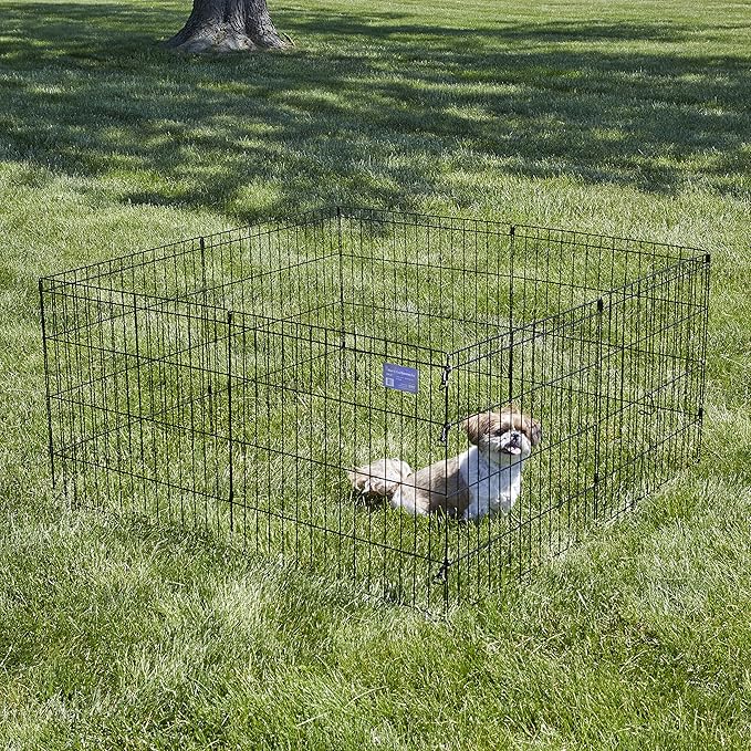 MidWest Homes for Pets 24-Inch Exercise Pen, for Indoor and Outdoor use, 16 Sq Feet of Play, Folding Dog Pen, No Door Design for Maximum Security, Easy to Set Up, Foldable Dog Playpen
